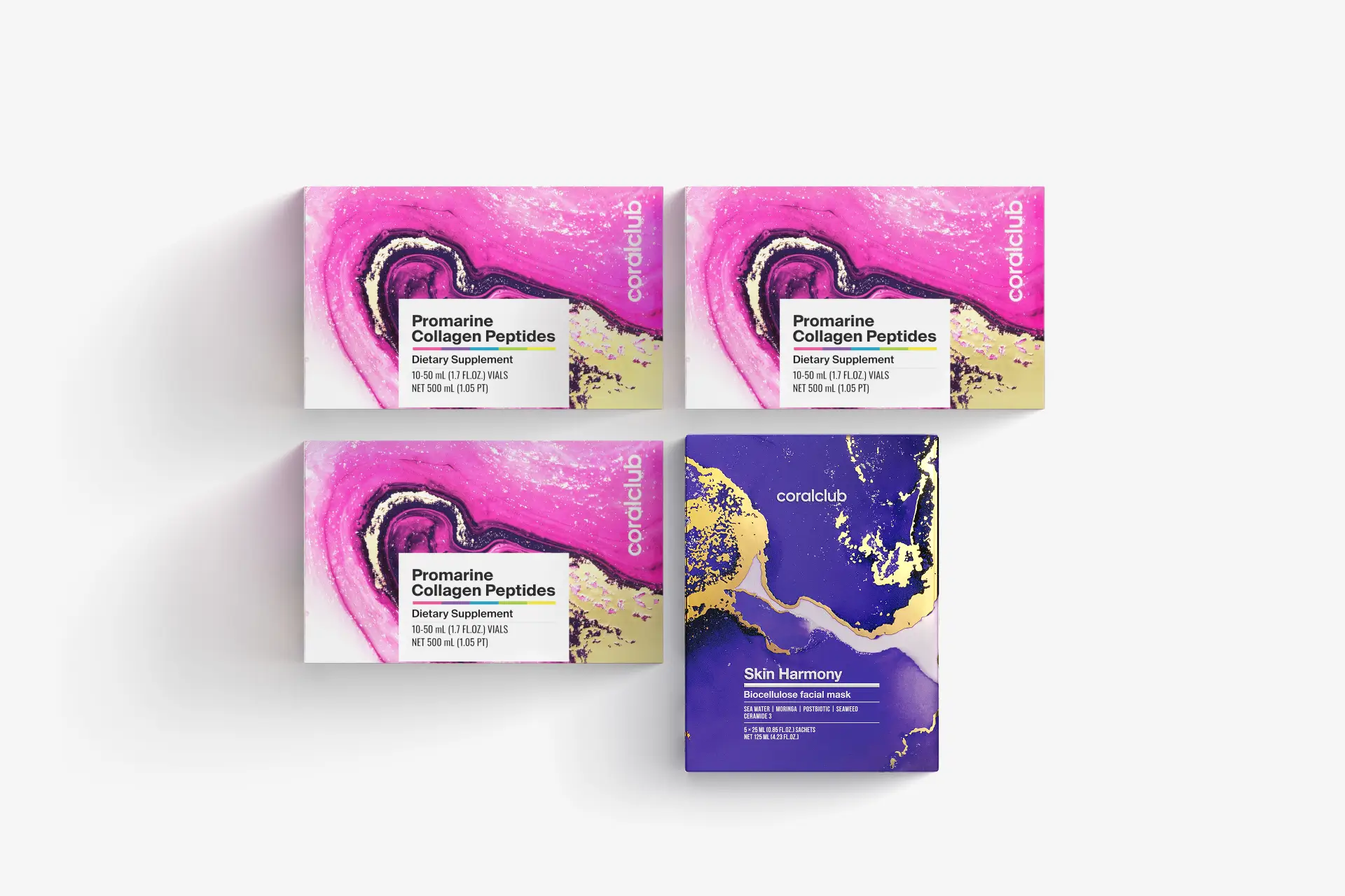 Promarine Collagen Peptides (1 mēneša kurss) & Skin Harmony Biocellulose Facial Mask (5 sašē paciņas) 